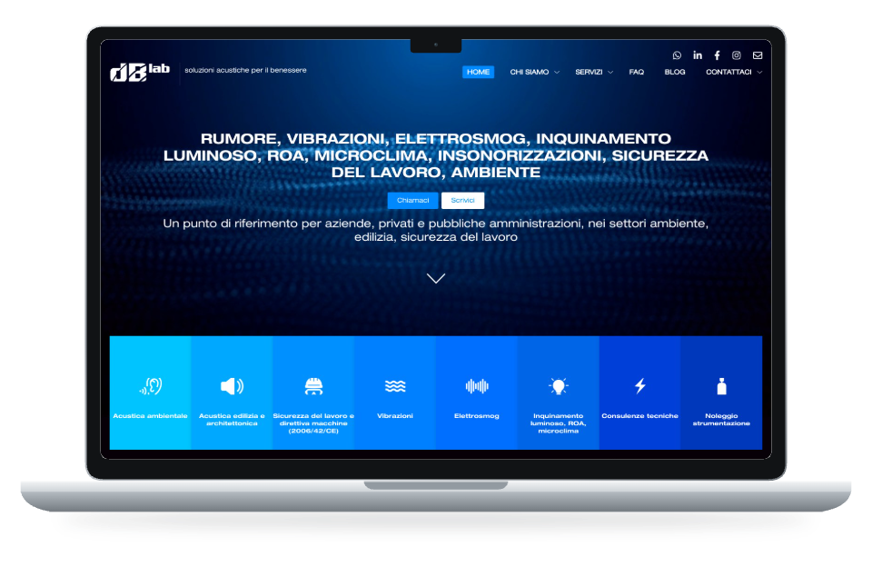 Anteprima del sito dBLLab su MacBook Air
