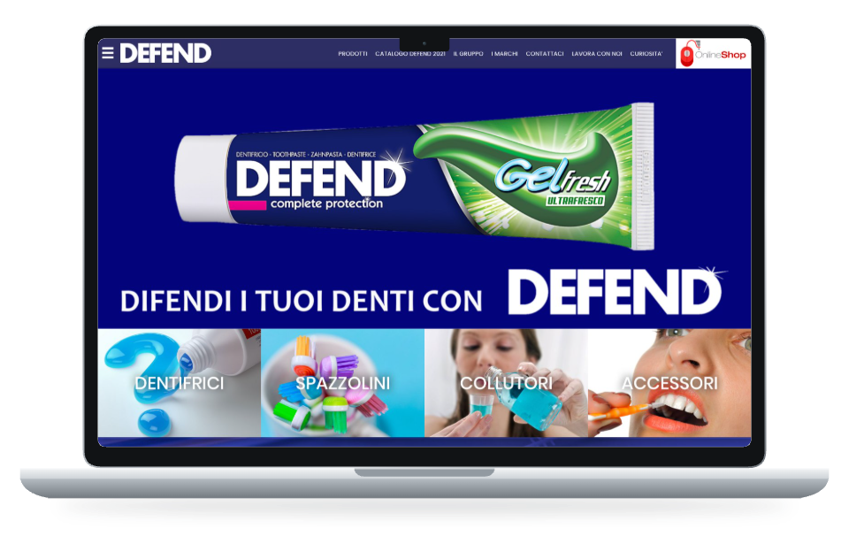 Anteprima del sito DEFEND su MacBook Air