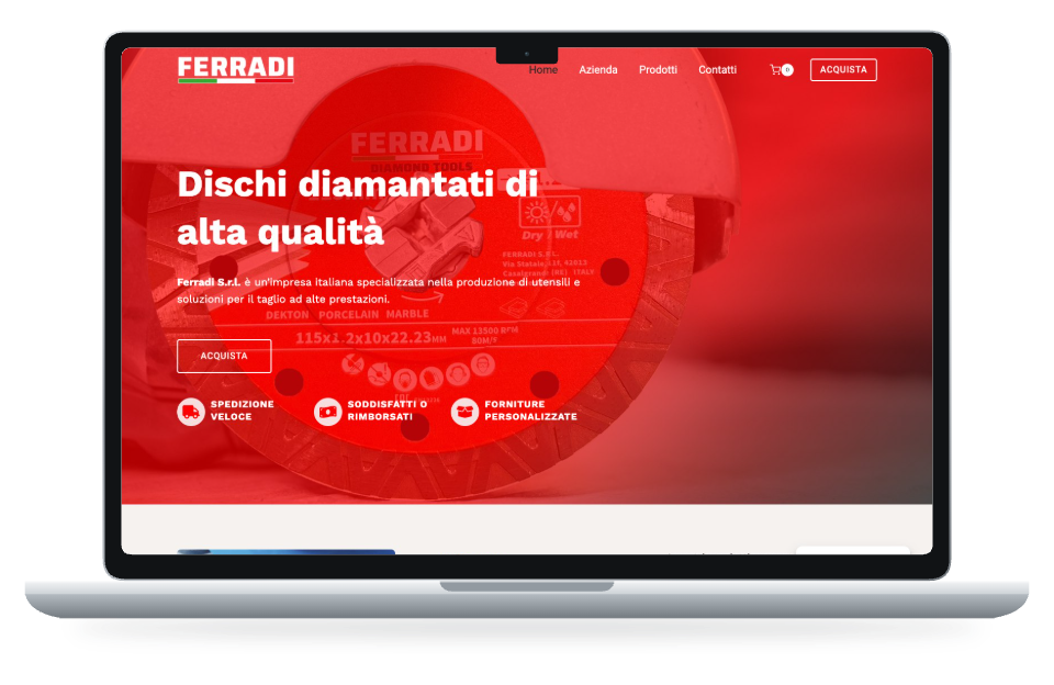 Anteprima del sito Ferradi su MacBook Air