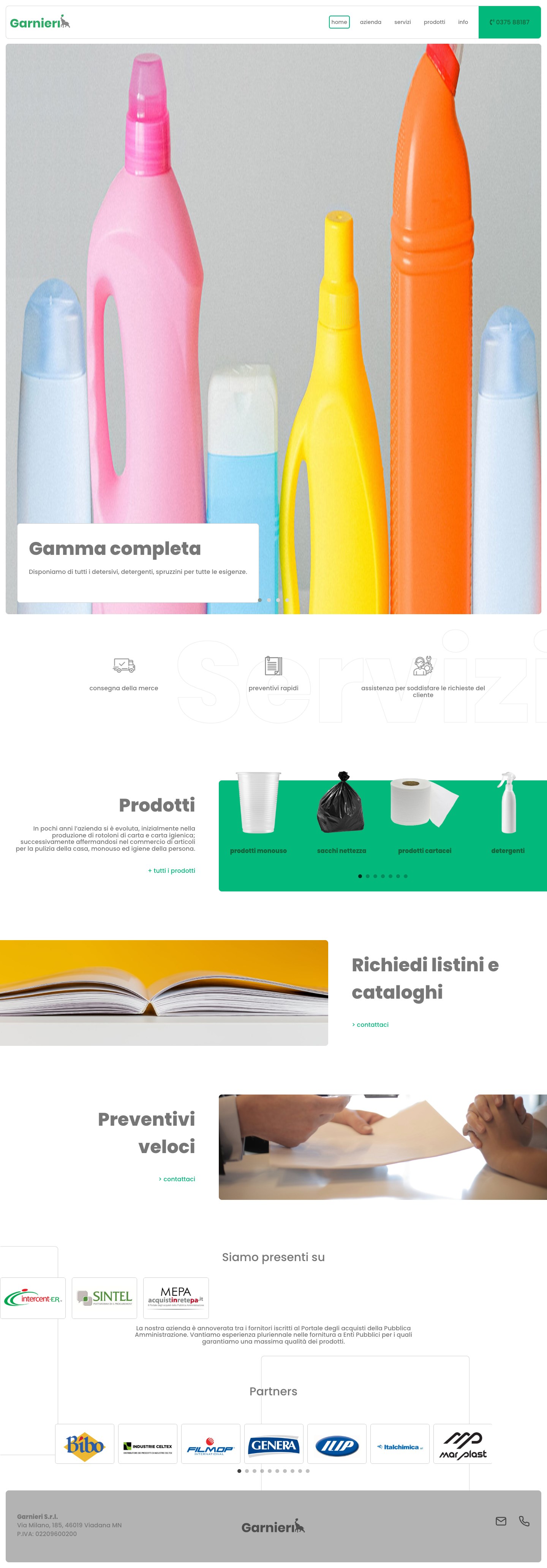 Screenshot completo del sito Garnieri