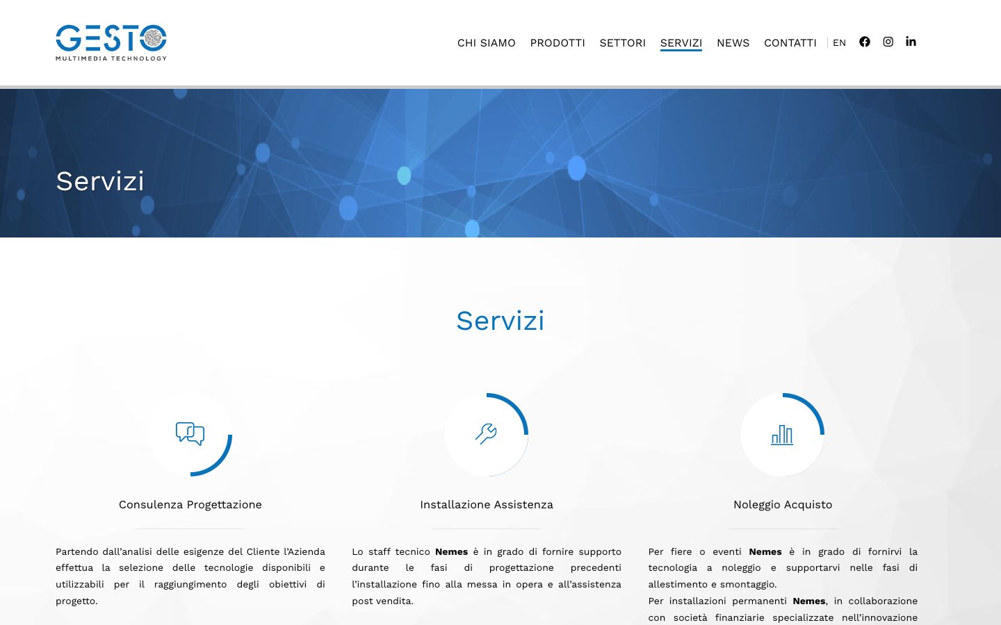 Anteprima della pagina Servizi
