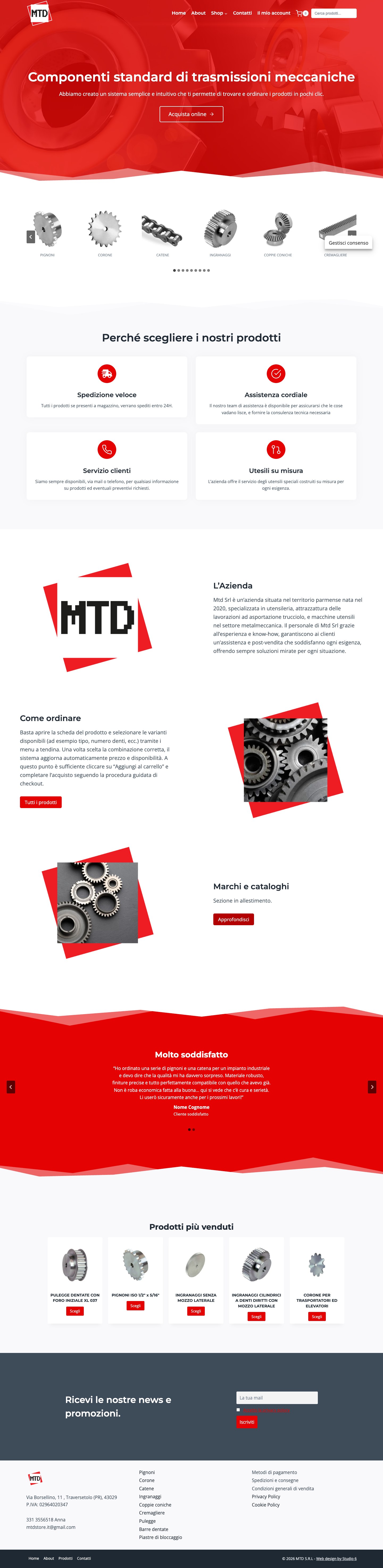 Screenshot completo del sito MTD Store