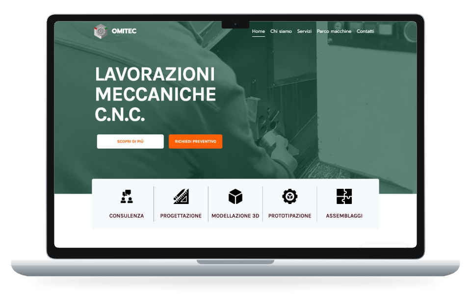 Anteprima del sito OMITEC Srl su MacBook Air