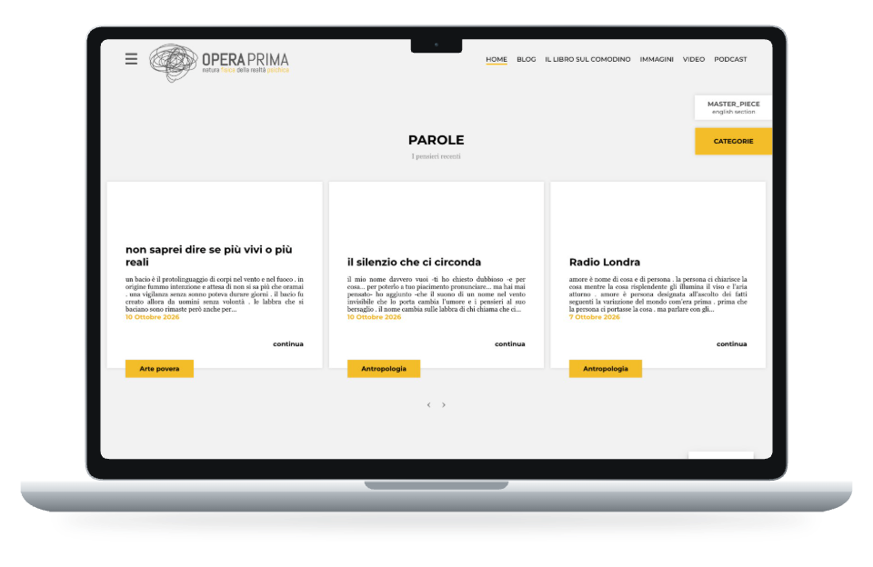 Anteprima del sito OperaPrima Blog su MacBook Air