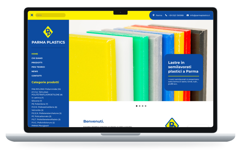 Anteprima del sito Parma Plastics su MacBook Air
