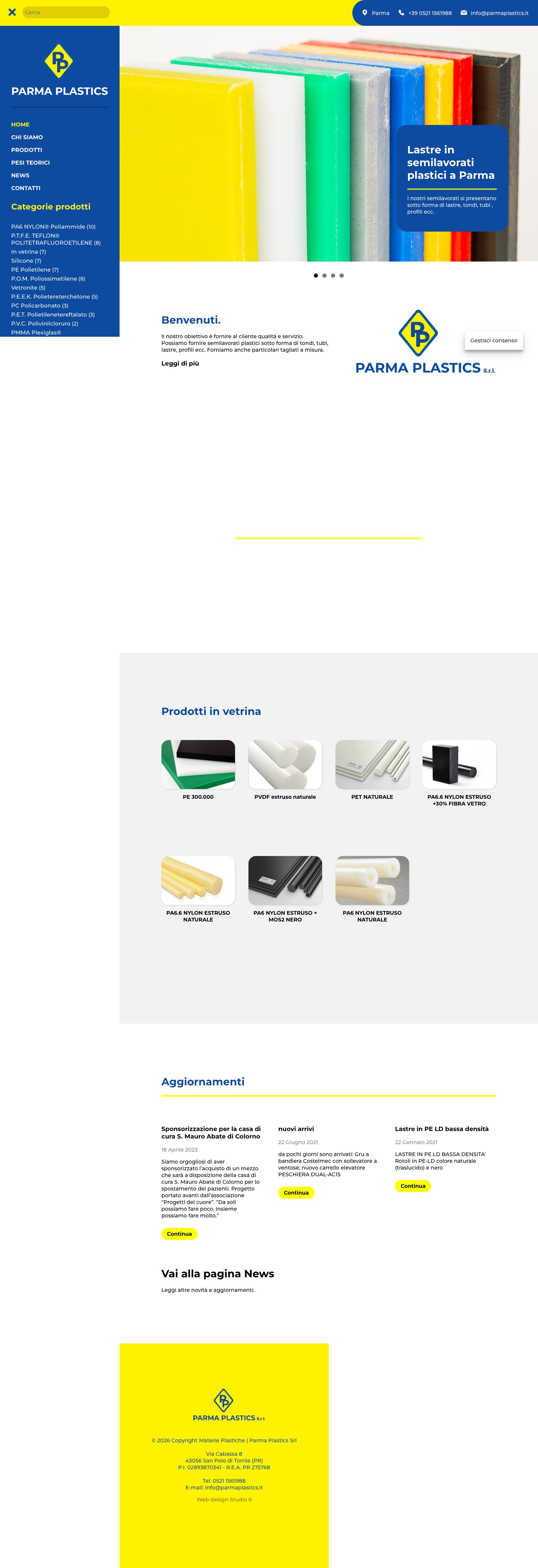 Screenshot completo del sito Parma Plastics