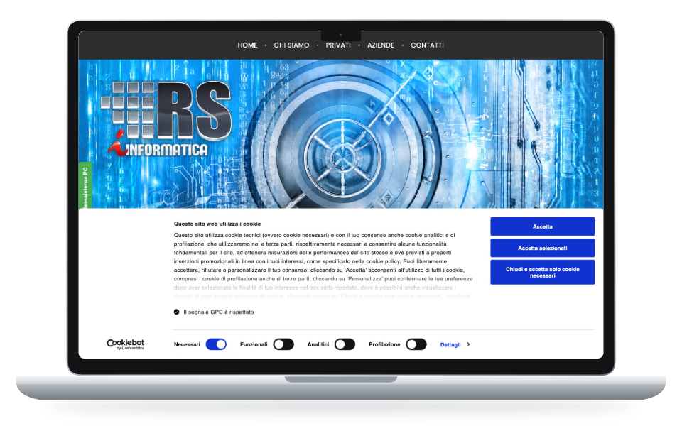 Anteprima del sito RS Informatica su MacBook Air