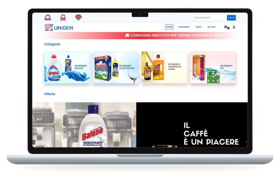 Anteprima del sito Unigen Store su MacBook Air