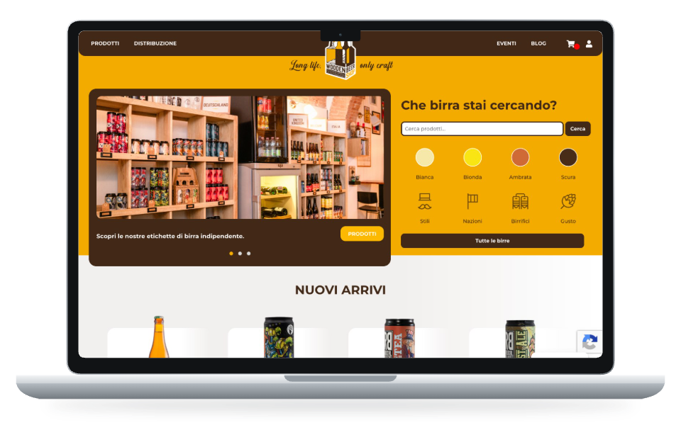 Anteprima del sito Wooden Beer Shop su MacBook Air