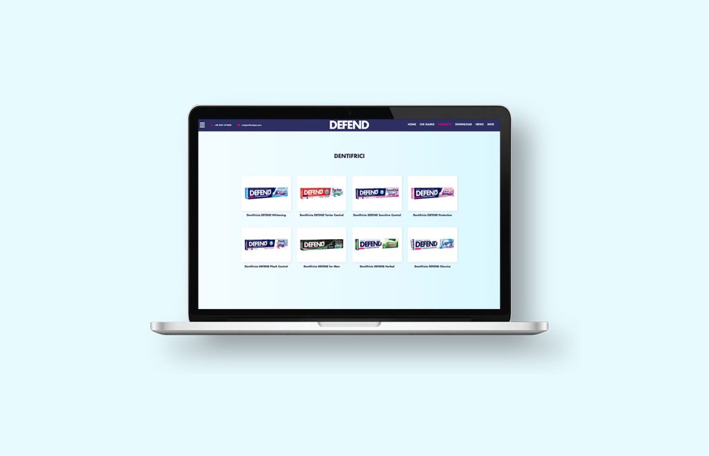 Nuovo sito web www.defend.international e packaging design